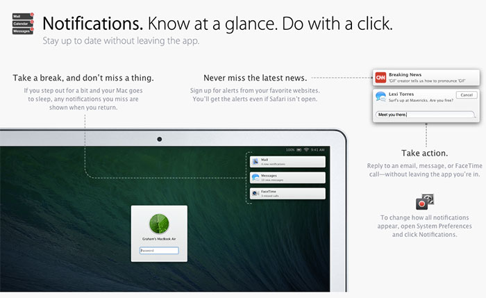 Панель сообщений MacOS