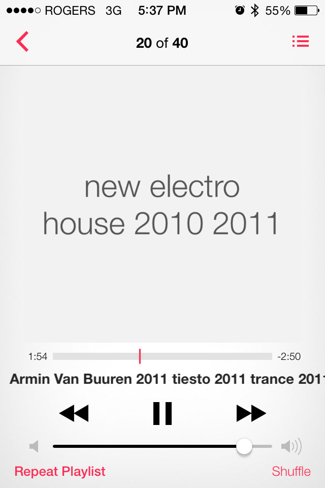 iOS 7 музыкальный плеер